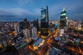 The skyline of Panama City with its skyscrapers in the financial district at sunset. Royalty Free Stock Photo