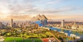 Skyline panorama of Cairo on the way to the Great Pyramids, Egypt Royalty Free Stock Photo