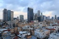 Skyline panorama of city Tel Aviv with urban skyscrapers in the evening, Israel Royalty Free Stock Photo