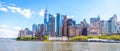 Skyline panorama of downtown Financial District and the Lower Manhattan in New York City, USA Royalty Free Stock Photo