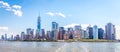 Skyline panorama of downtown Financial District and the Lower Manhattan in New York City, USA Royalty Free Stock Photo