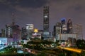 Skyline Panorama of Downtown Houston, Texas by night Royalty Free Stock Photo