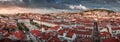 Skyline panorama of Lisbon city rooftops from above during sunset, Portugal Royalty Free Stock Photo