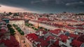 Skyline panorama of Lisbon city rooftops from above during sunset, Portugal Royalty Free Stock Photo