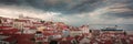 Skyline panorama of Lisbon city rooftops at the old town of Alfama, Portugal Royalty Free Stock Photo