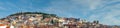 Skyline panorama of the oldest part of Lisbon with Sao Jorge Castle and Lisbon Cathedral and Alfama, Mouraria and Castelo