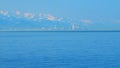 Skyline Panoramic Clear Blue Sky View. Sea And Skyscrapers. District Panorama Side View. Still. Royalty Free Stock Photo