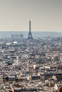 Skyline of Paris city roofs with Eiffel Tower from above, France Royalty Free Stock Photo