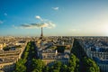 skyline of paris with eiffel tower at dusk Royalty Free Stock Photo