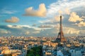 skyline of paris with eiffel tower in france Royalty Free Stock Photo