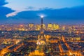 Skyline of Paris with Eiffel Tower at sunset in France Royalty Free Stock Photo