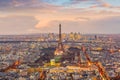 Skyline of Paris with Eiffel Tower at sunset in France Royalty Free Stock Photo