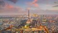 Skyline of Paris with Eiffel Tower at sunset in France Royalty Free Stock Photo