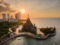 The Sanctuary of Truth wooden temple in Pattaya Thailand, sculpture of Sanctuary of Truth temple Royalty Free Stock Photo