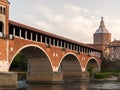 Skyline of Pavia, with Ponte Coperto over the river Ticino