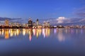 Skyline of Perth, Australia across the Swan River at night Royalty Free Stock Photo