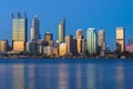 Skyline of perth at night by swan river Royalty Free Stock Photo