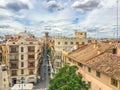 Skyline photo street view with colorful buildings and rooftops of Valencia Spain