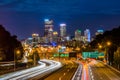 Skyline of Pittsburgh, Pennsylvania from the Highway at Night Royalty Free Stock Photo