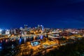 Skyline of Pittsburgh, Pennsylvania at night from mount washington in spring Royalty Free Stock Photo