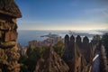 Skyline of port of Malaga from castle in day time, Andalusia, Spain Royalty Free Stock Photo