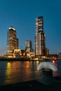 Skyline of Rotterdam at blue hour Royalty Free Stock Photo