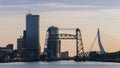 Skyline of Rotterdam With Erasmus Bridge and Kop van Zuid, Netherlands Royalty Free Stock Photo