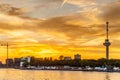 Skyline of Rotterdam in the Netherlands at sunset Royalty Free Stock Photo