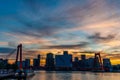 Skyline of Rotterdam in the Netherlands at sunset. Royalty Free Stock Photo