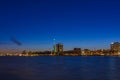 Skyline of Rotterdam by night Royalty Free Stock Photo
