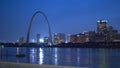 Skyline of Saint Louis with Gateway Arch by night - ST. LOUIS, UNITED STATES - JUNE 19, 2019 Royalty Free Stock Photo