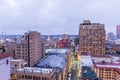 Skyline of San Antonio Texas looking downtown from above River W Royalty Free Stock Photo