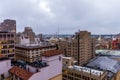 Skyline of San Antonio Texas looking downtown from above River W Royalty Free Stock Photo