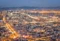 Skyline of San Francisco Bay at night from panorama view point Royalty Free Stock Photo