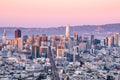 San Francisco Downtown lit by a setting sun in autumn Royalty Free Stock Photo