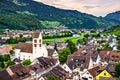 View of Sargans town in the Swiss Alps