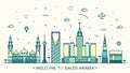 Skyline Saudi Arabia Trendy vector linear style