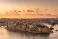 Skyline of Senglea at sunrise,Malta. One of Three Cities in Grand Harbour