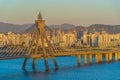 Skyline of seoul, the capital city of south korea with Han River Royalty Free Stock Photo