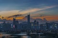 Skyline of Shenzhen city, China at dusk. Viewed from Hong Kong border Royalty Free Stock Photo