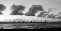 Skyline of Shenzhen city, China at dusk. Viewed from Hong Kong border Royalty Free Stock Photo