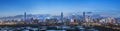 Skyline of Shenzhen City, China at twilight. Viewed from Hong Ko