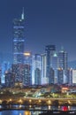 Skyline of Shenzhen City, China at night