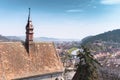 Skyline of Sighisoara with Tarnava river. Romania Royalty Free Stock Photo