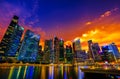 Skyline of singapore city with sunset Royalty Free Stock Photo