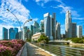 Skyline of singapore financial district by the marina bay Royalty Free Stock Photo