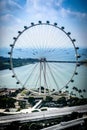 Skyline of Singapore flyer ferris wheel in Marina Bay in Singapore Royalty Free Stock Photo