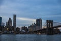 Skyline of skyscrapers at night in Manhattan, New York City, USA Royalty Free Stock Photo