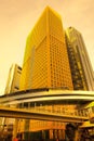 Skyline of skyscrapers at Shiodome Area in Tokyo