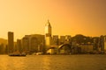 Skyline of skyscrapers in Victoria Harbour, Hong Kong Royalty Free Stock Photo